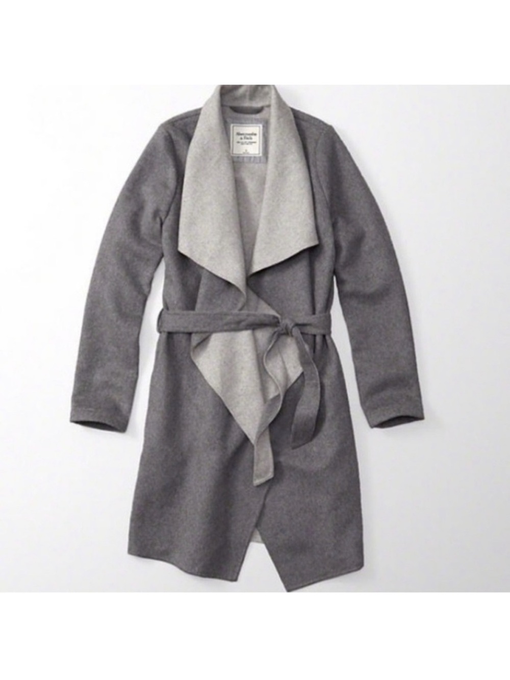 Two-Tone Wool Wrap Coat